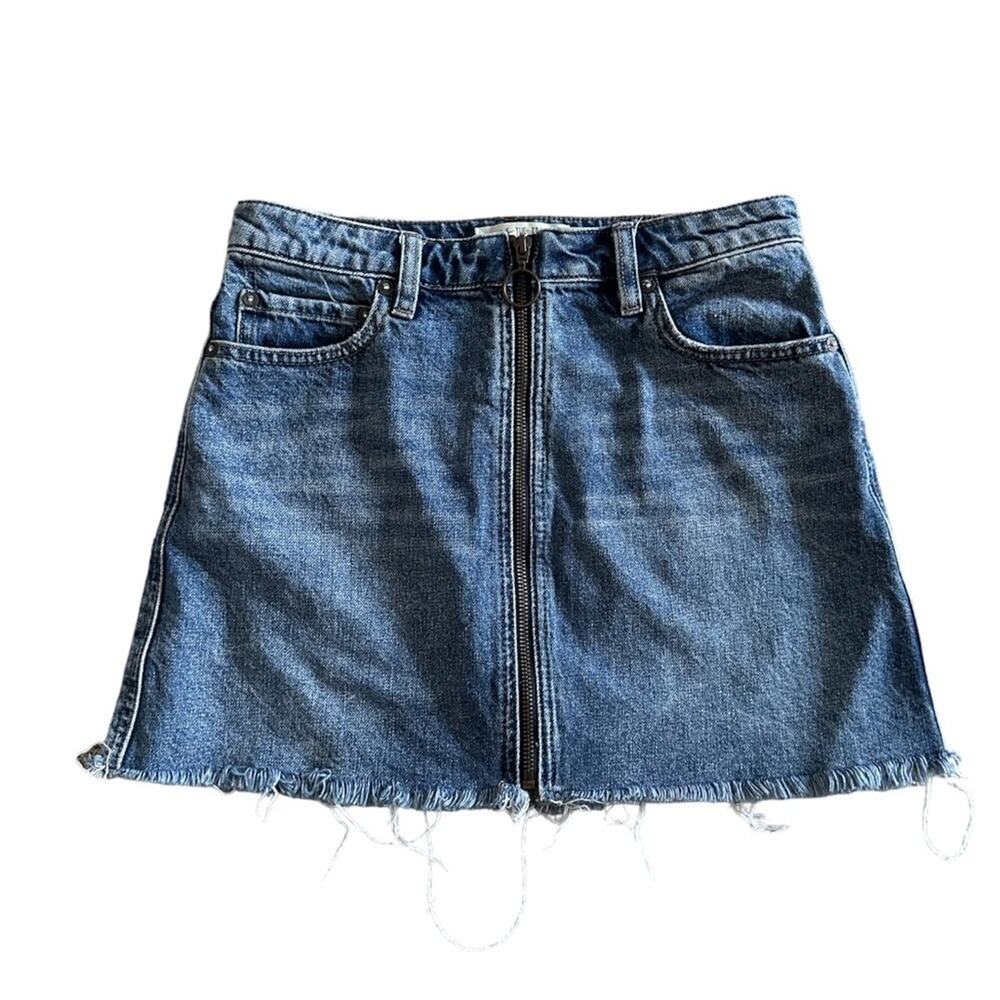 Free People Zip it Up Denim Mini Skirt